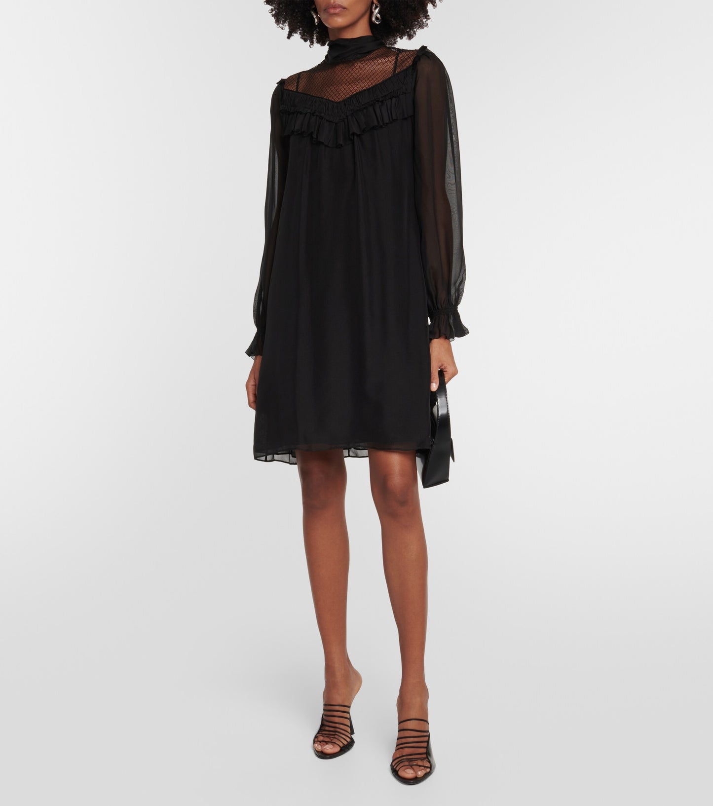 DOROTHEE SCHUMACHER
Lace-trimmed ruffled silk minidress